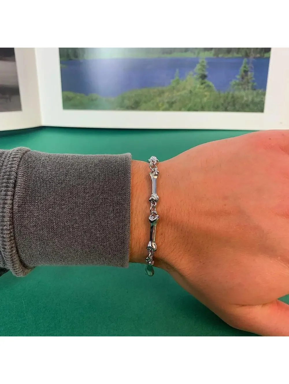 Bone Pendant Stainless steel Y2k 2000s style Bracelet. 8.5 inches length. Item